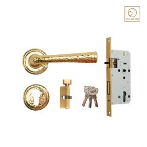 KAZA มือจับประตูก้านโยก รุ่น HI911BH พร้อมระบบมอร์ทิสล็อคแบบแม่เหล็ก อุปกรณ์ครบชุด - สีทองเงา