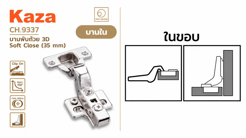บานพับถ้วยแบบทับในขอบ